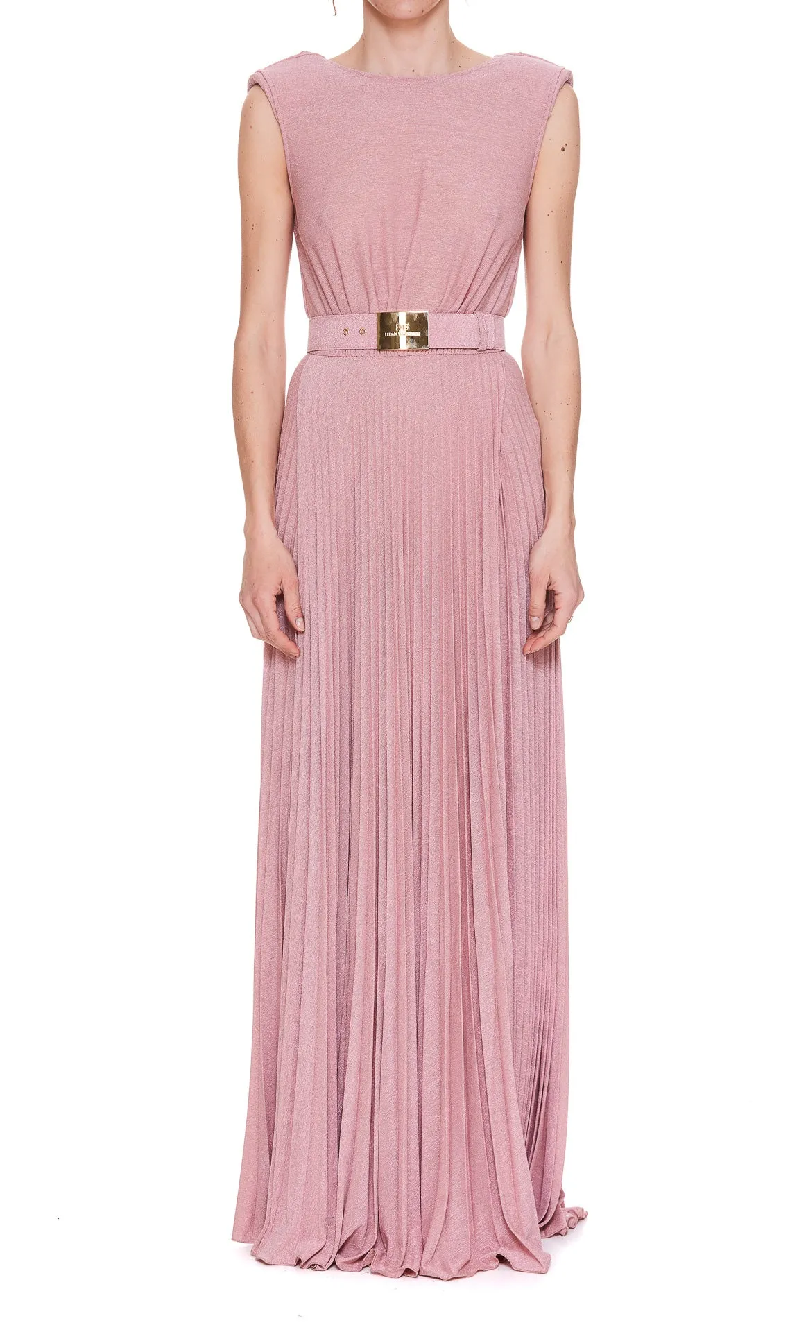 Elisabetta Franchi Cowl Neck Pleated Maxi Dress