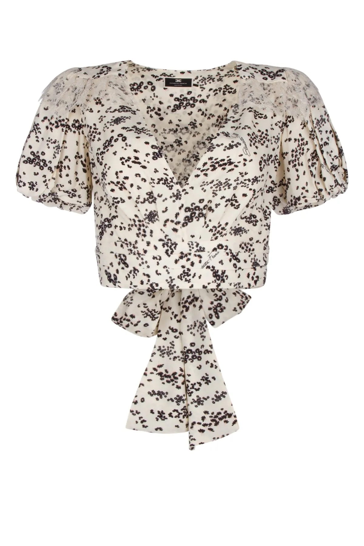 Elisabetta Franchi Floral Printed V-Neck Cropped Top