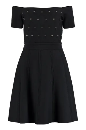 Elisabetta Franchi Stud-Detailed Drop Shoulder Dress