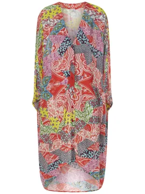 Etro Eart V-Neck Patchwork Midi Dress