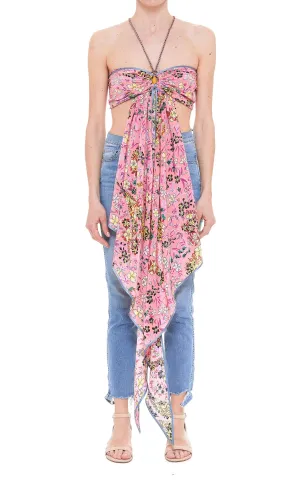 Etro Floral Printed Draped Halterneck Top