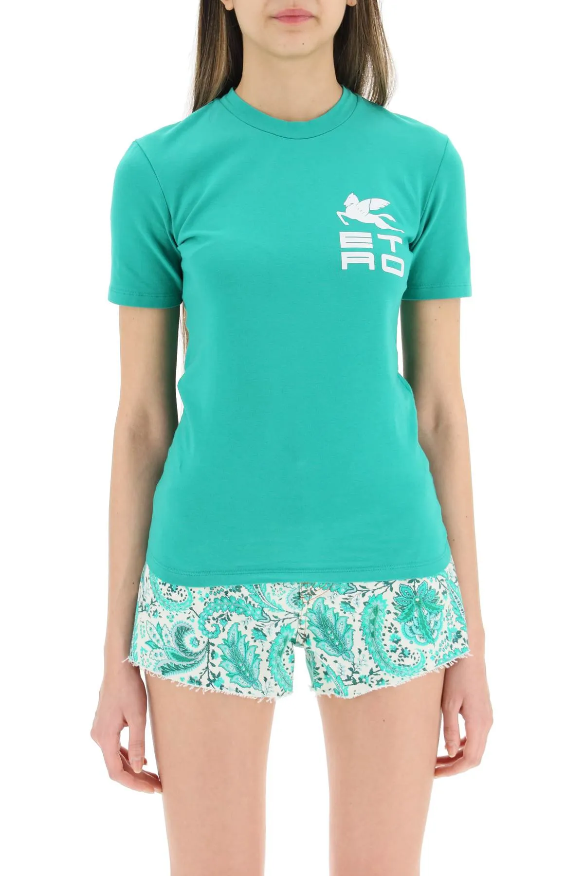 Etro Logo Print Crewneck T-Shirt