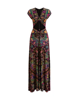 Etro Printed Cut-Out Detail Maxi Dress