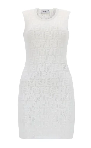 Fendi Allover FF Motif Sleeveless Crewneck Dress