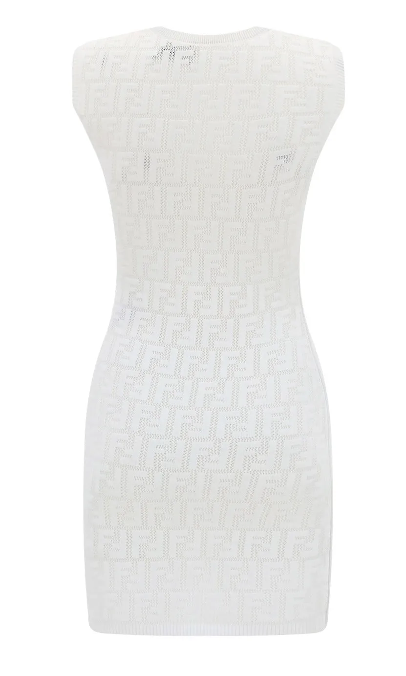Fendi Allover FF Motif Sleeveless Crewneck Dress
