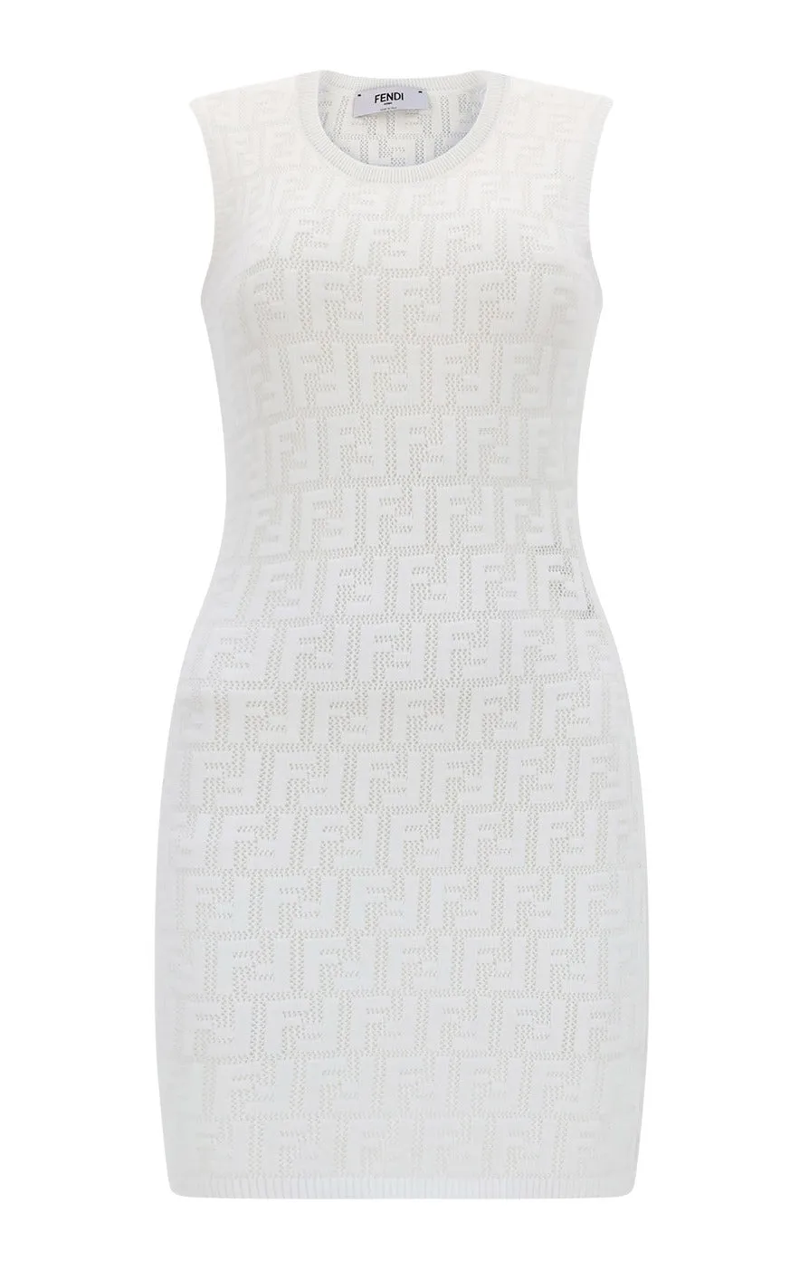 Fendi Allover FF Motif Sleeveless Crewneck Dress