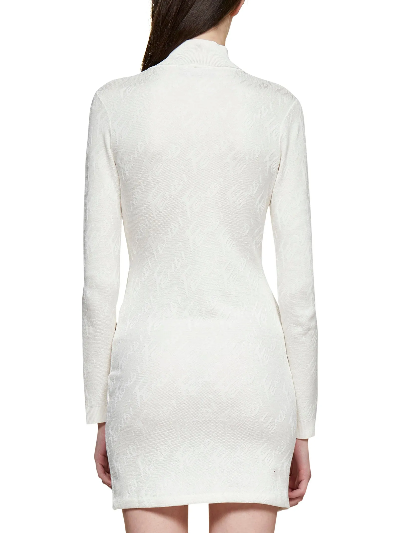 Fendi Brush Logo Ribbed Mini Dress