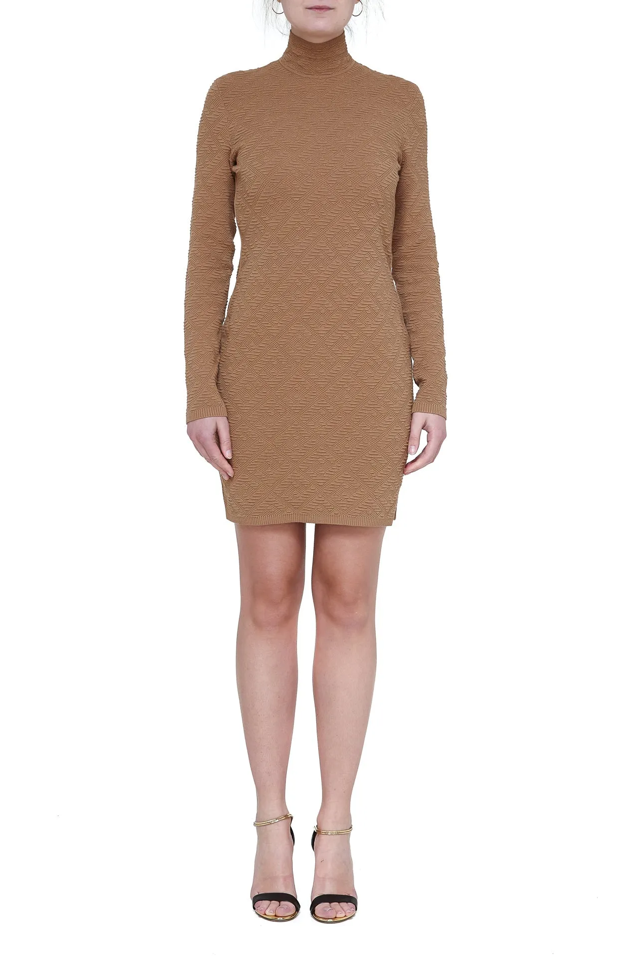 Fendi FF Jacquard High Neck Mini Dress