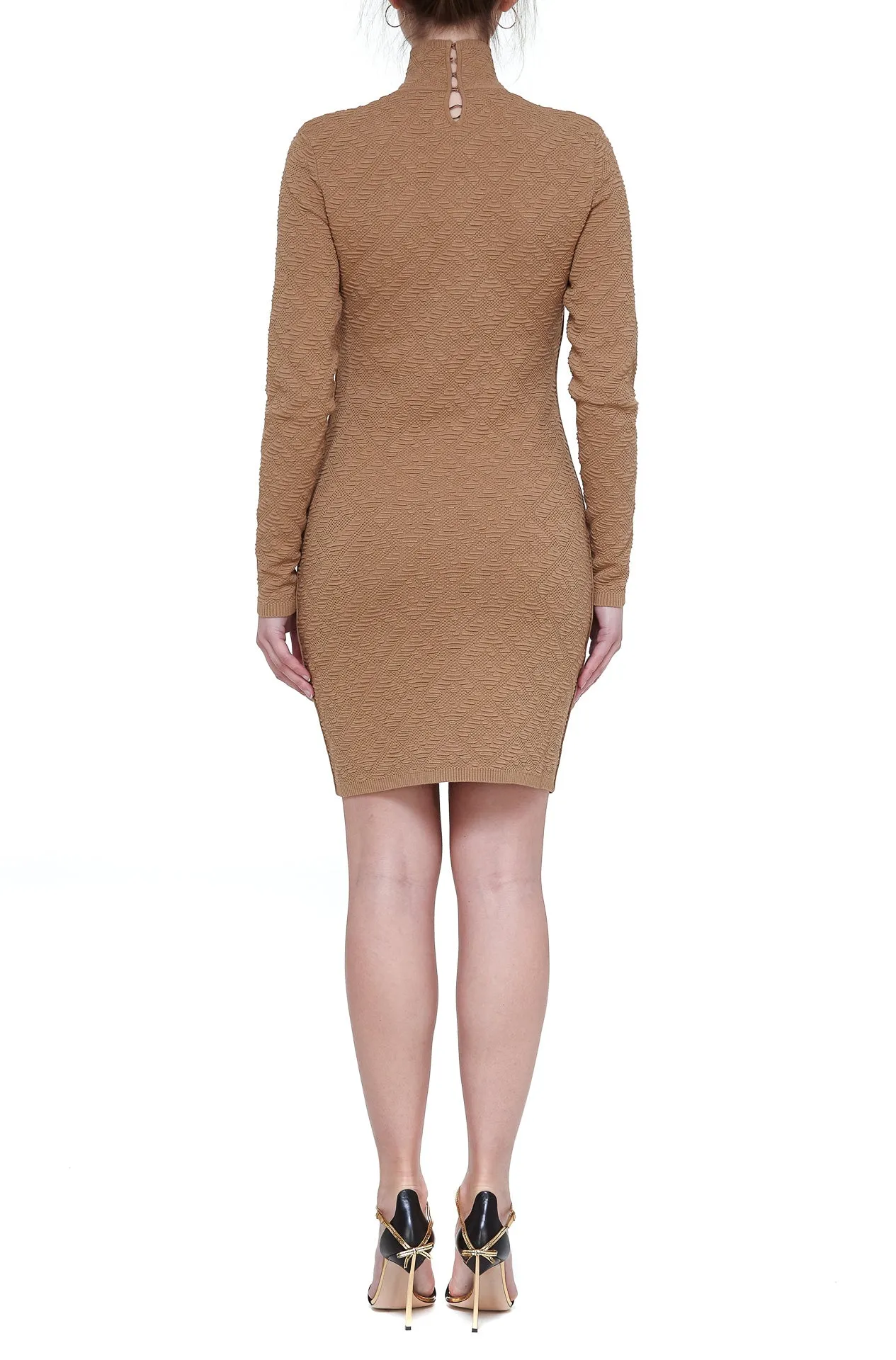 Fendi FF Jacquard High Neck Mini Dress