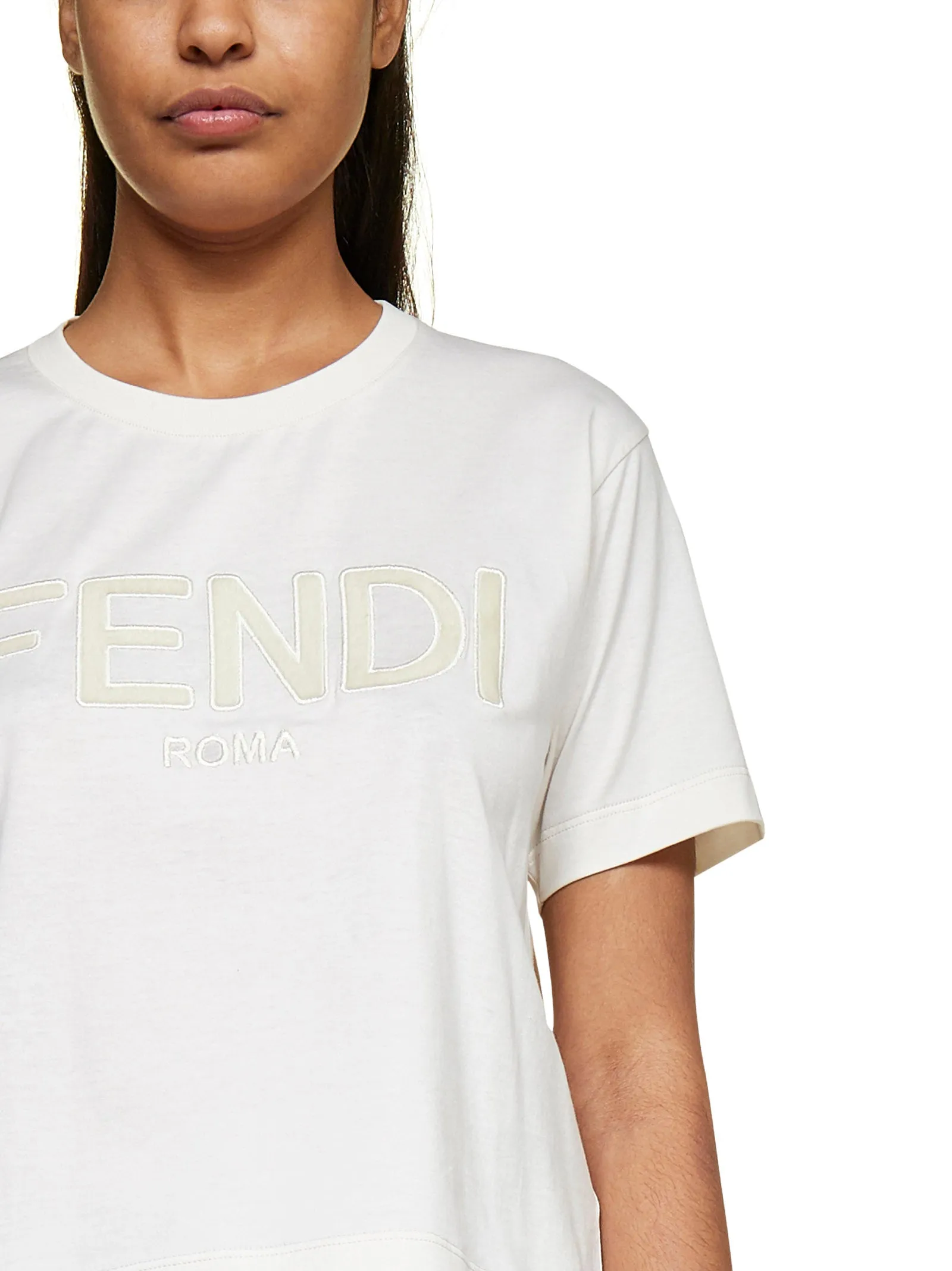 Fendi Logo Embroidered Crewneck T-Shirt