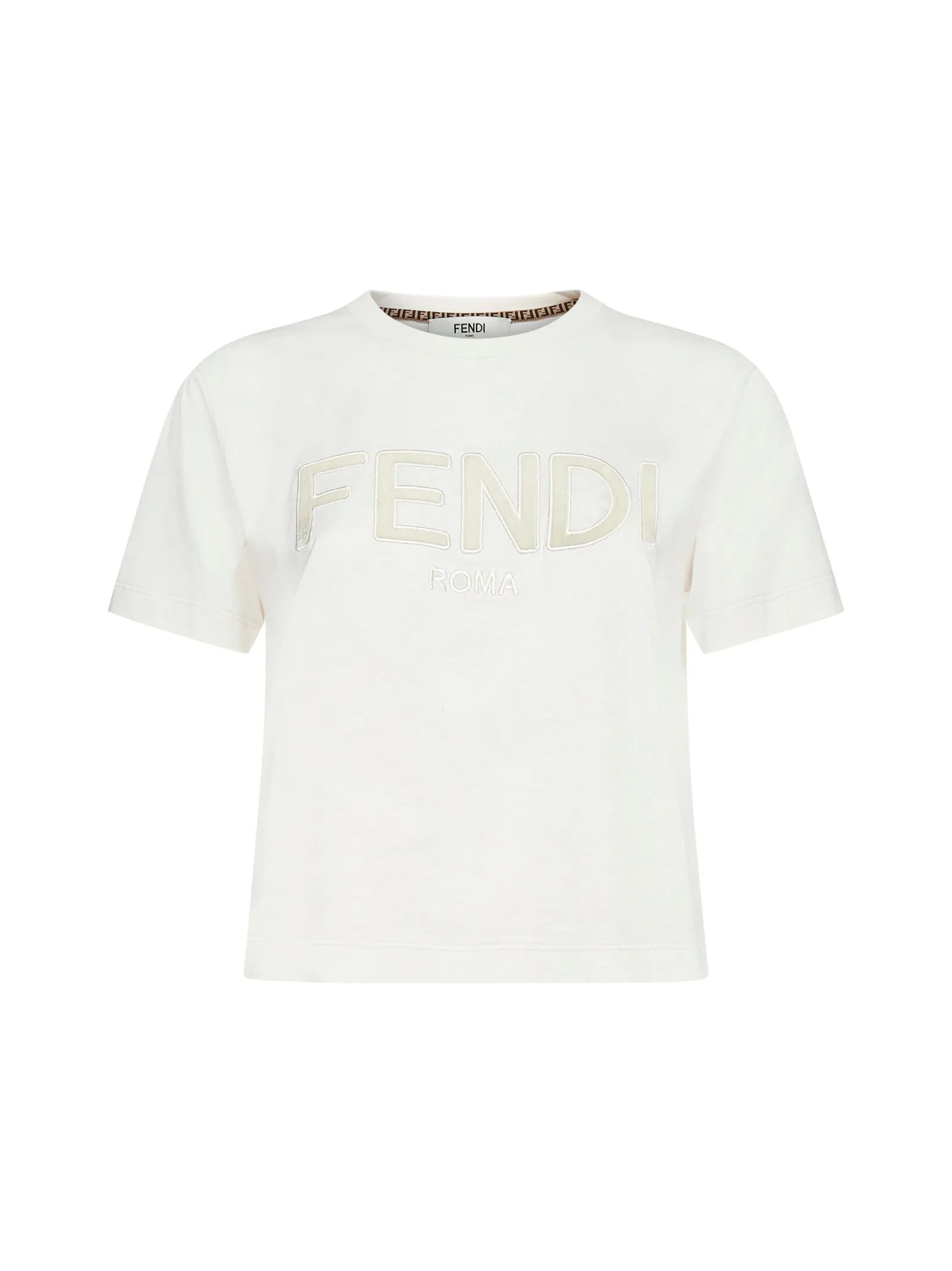 Fendi Logo Embroidered Crewneck T-Shirt