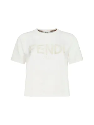 Fendi Logo Embroidered Crewneck T-Shirt