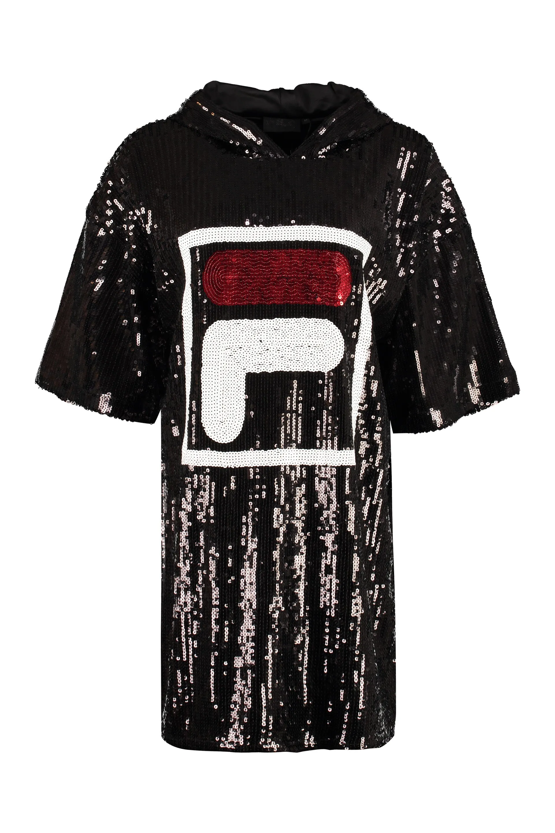 Fila Allover Sequin Logo Embellished Hooded Dress