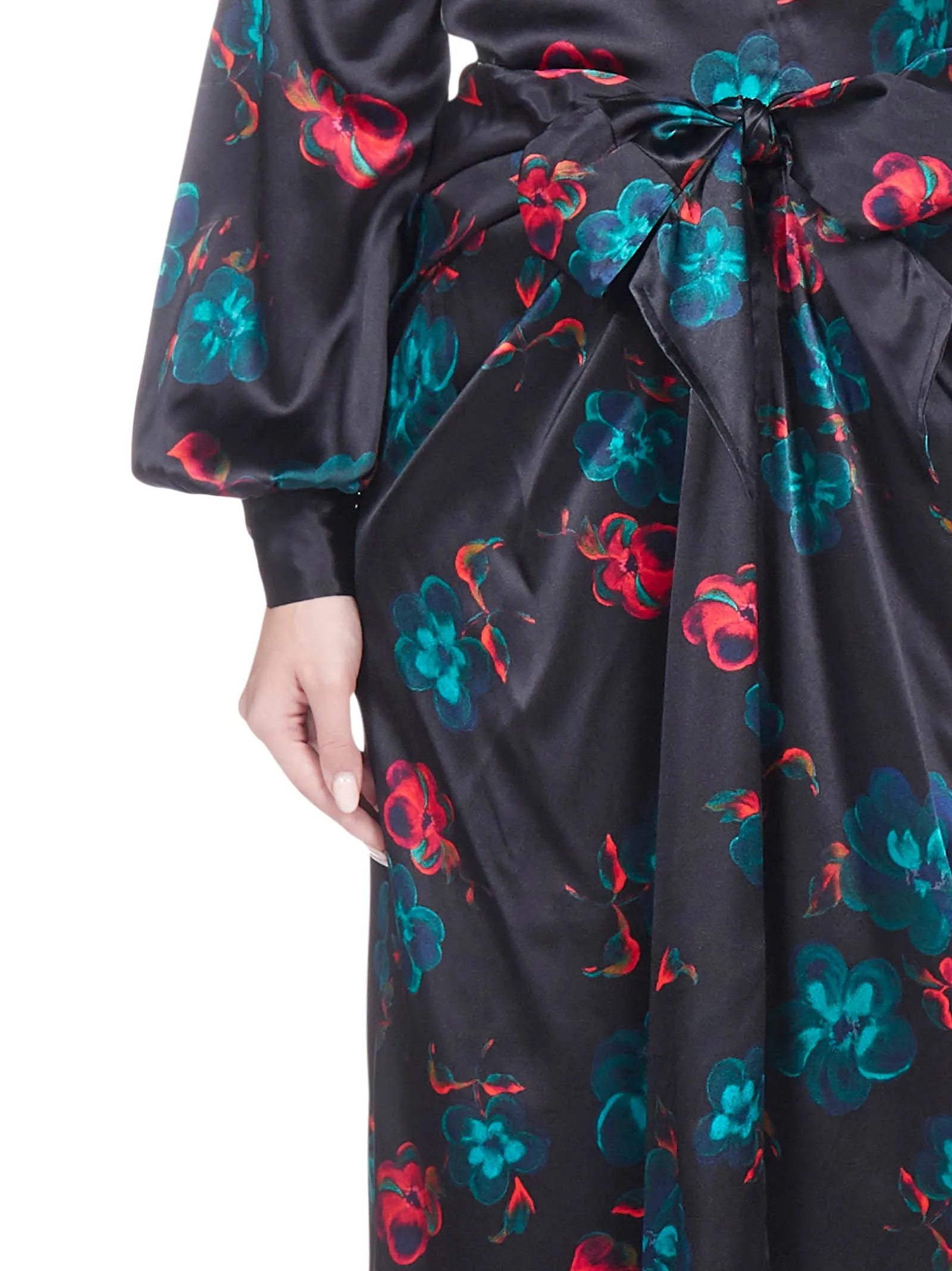 Ganni Allover Floral Printed Tied Maxi Skirt