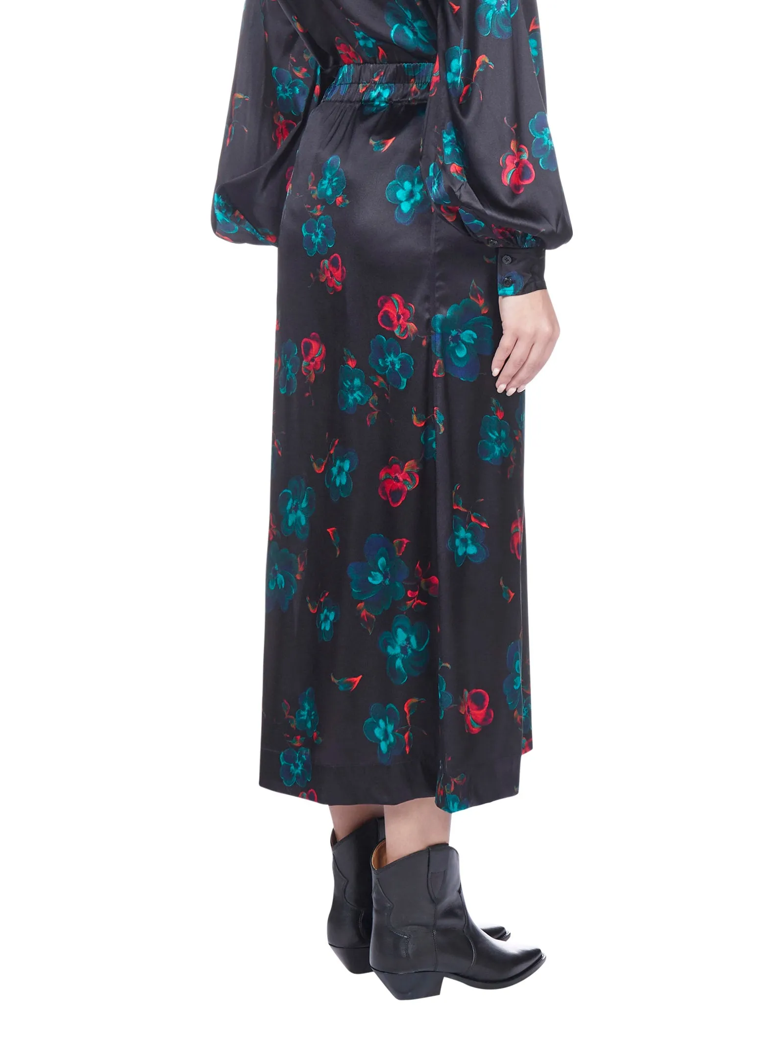 Ganni Allover Floral Printed Tied Maxi Skirt