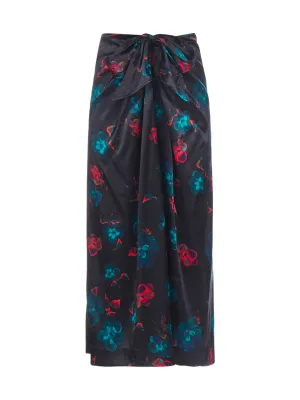 Ganni Allover Floral Printed Tied Maxi Skirt