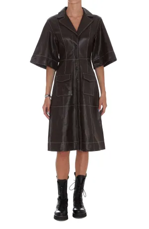Ganni V-Neck Short-Sleeved Midi Dress