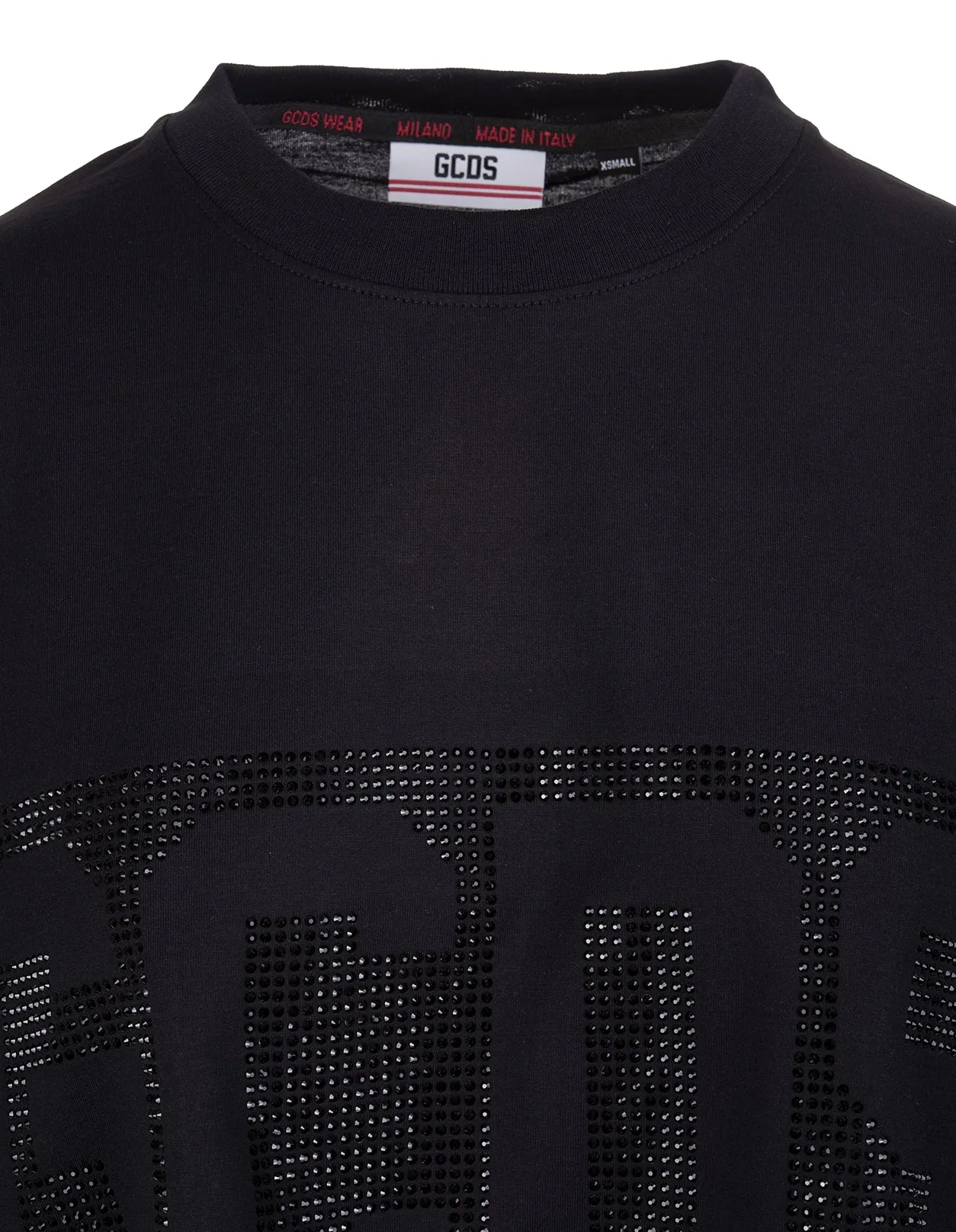 GCDS Logo Embellished Crewneck Cropped T-Shirt