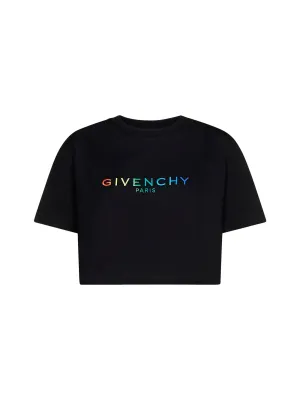 Givenchy Logo Printed Crewneck Cropped T-Shirt