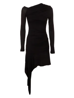 Helmut Lang Asymmetric Gathering Detailed Mini Dress