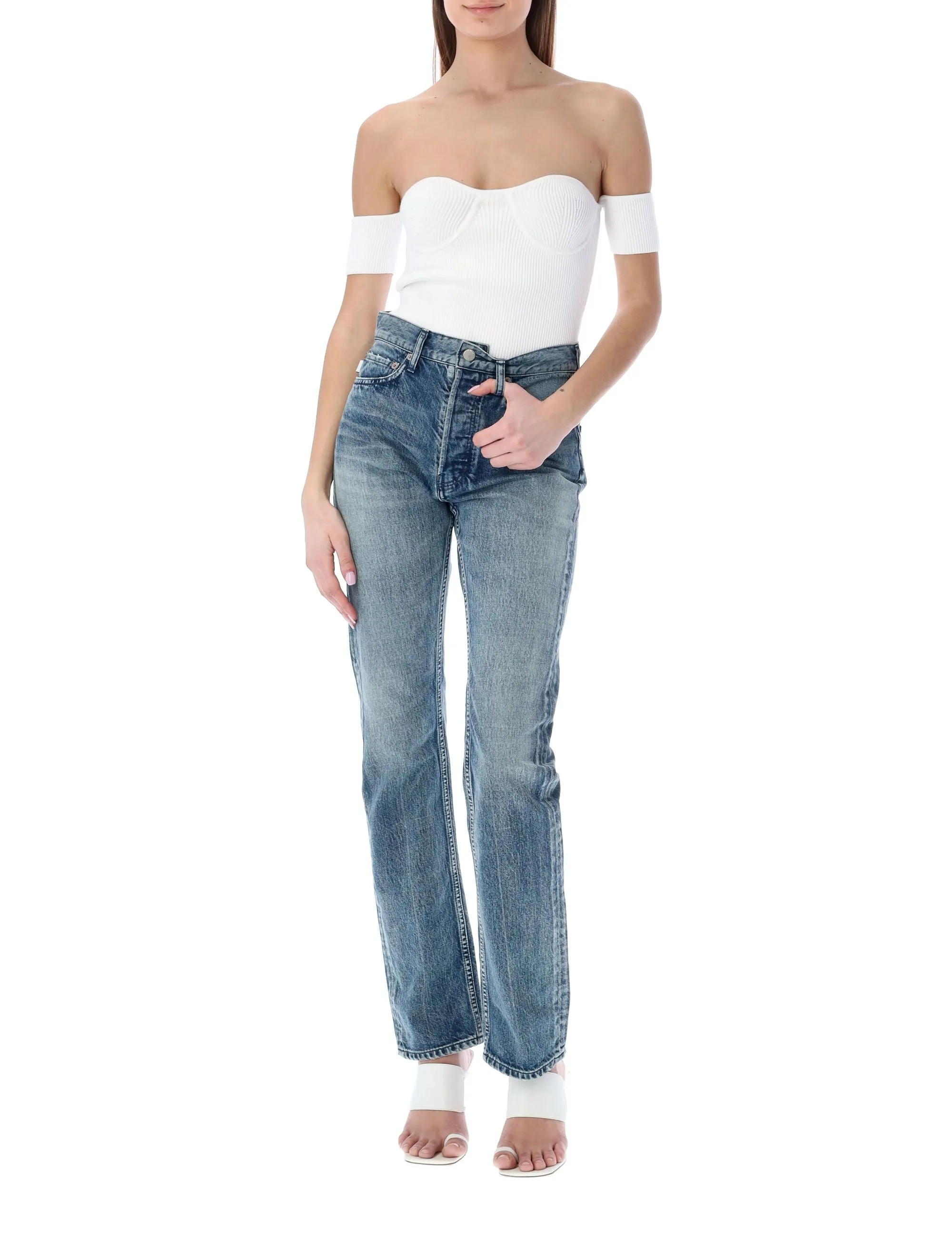 Helmut Lang Off-Shoulder Ribbed Top