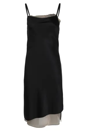 Helmut Lang Satin Asymmetric Midi Dress