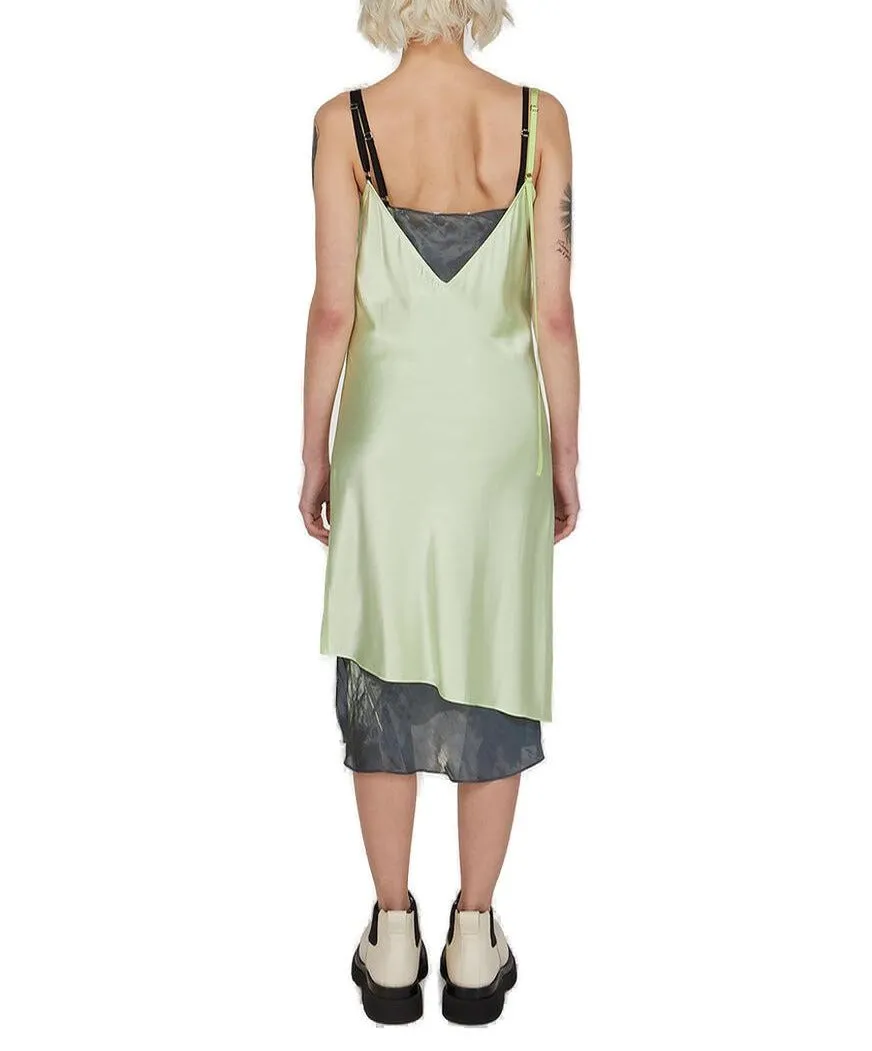 Helmut Lang Satin Asymmetric Midi Dress
