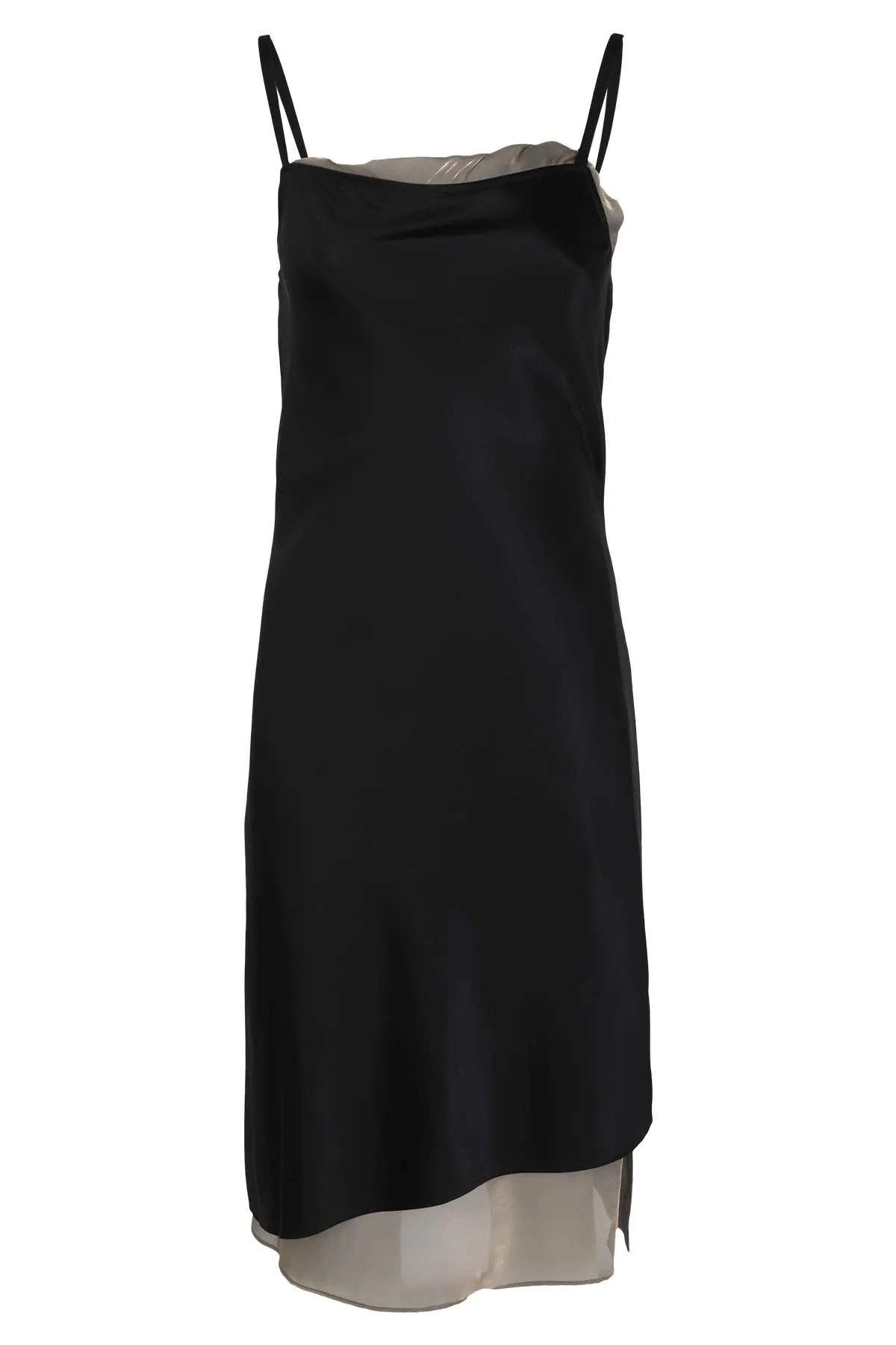 Helmut Lang Satin Asymmetric Midi Dress