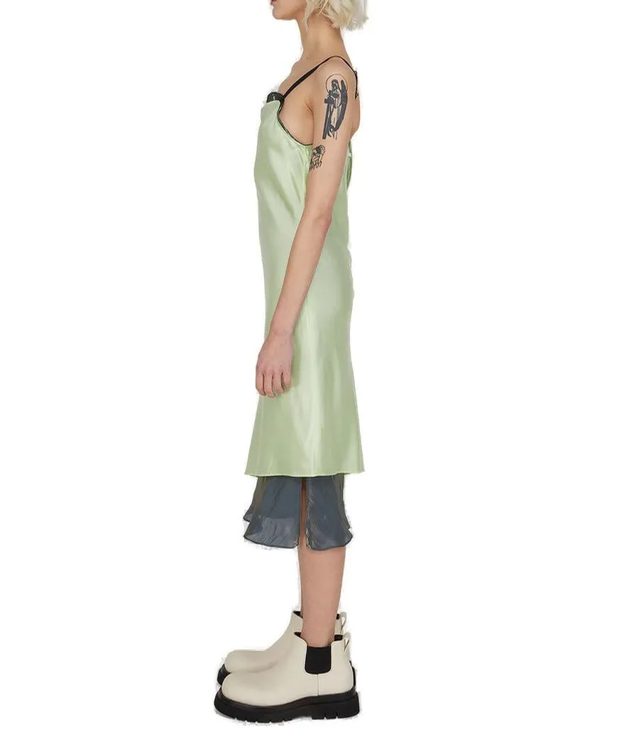 Helmut Lang Satin Asymmetric Midi Dress