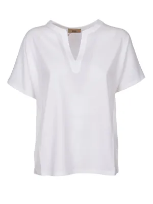 Herno V-Neck Crepe Oversized Jersey T-Shirt