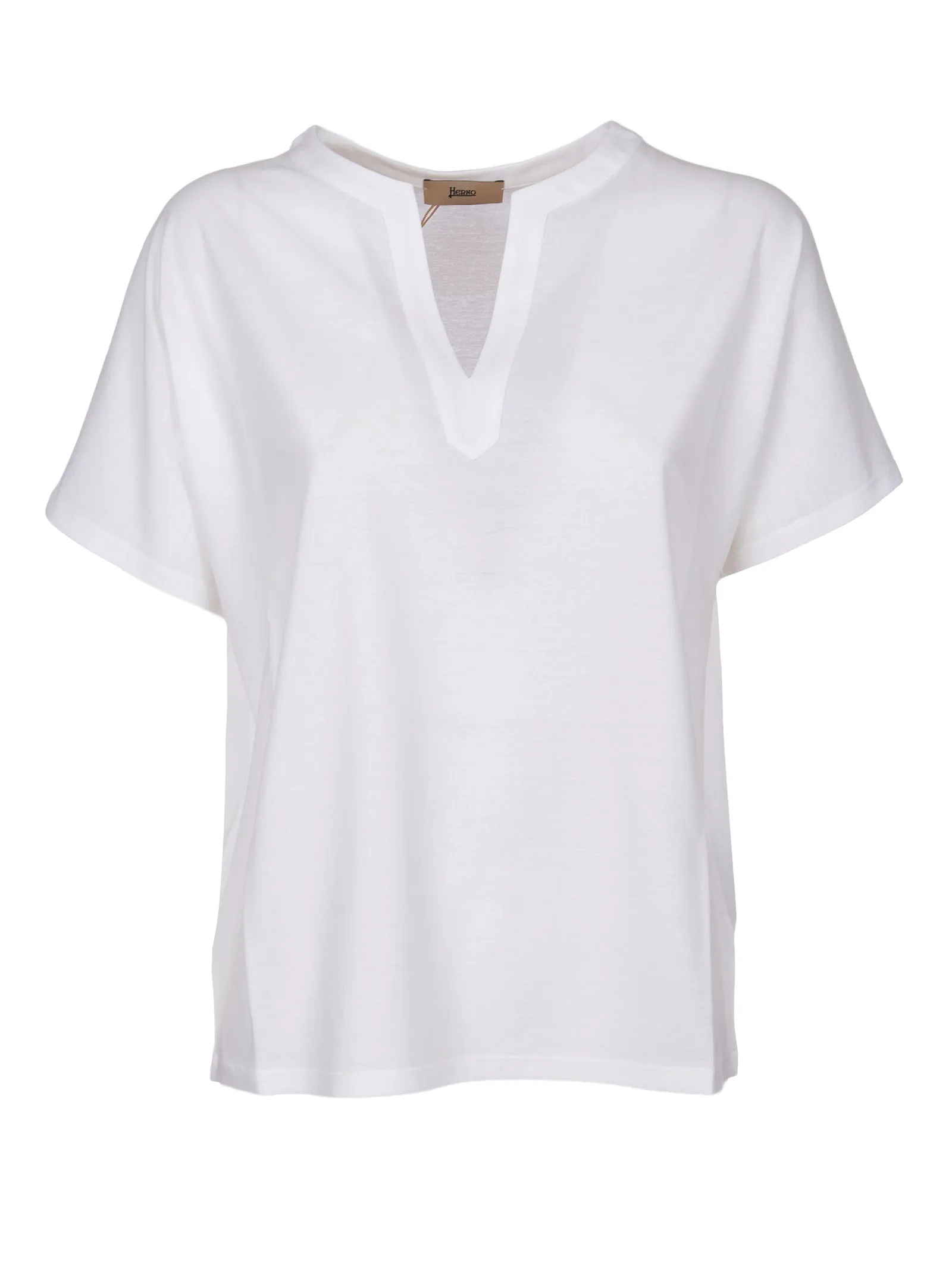 Herno V-Neck Crepe Oversized Jersey T-Shirt