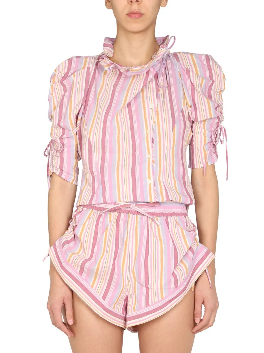Isabel Marant Striped Bow Detailed Top