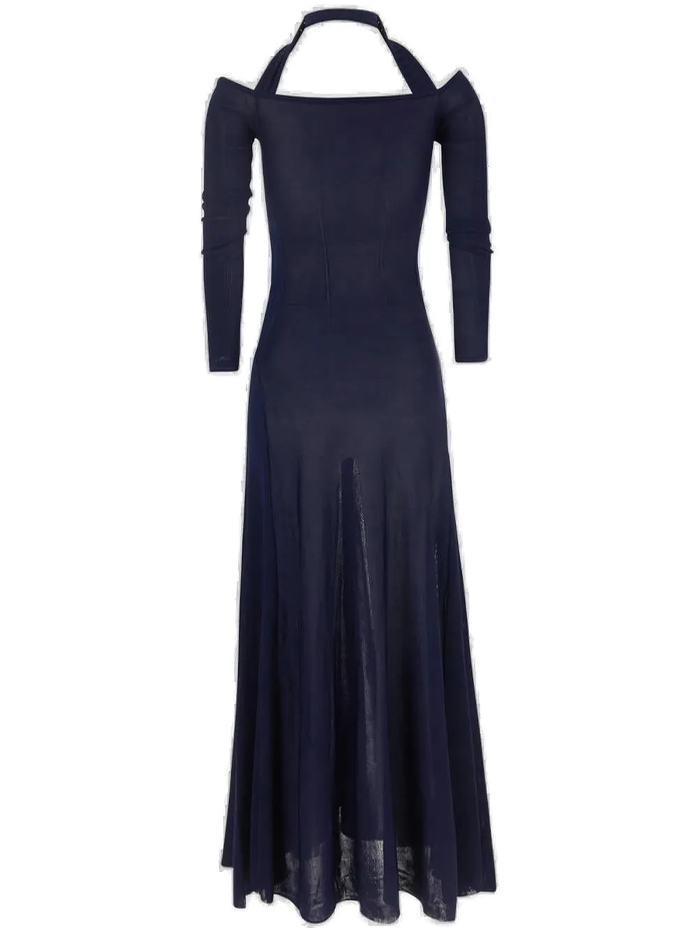Jacquemus Cut-Out Long Sleeved Knitted Midi Dress