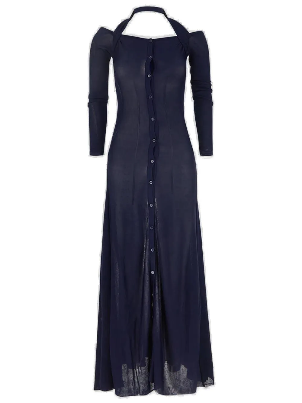 Jacquemus Cut-Out Long Sleeved Knitted Midi Dress