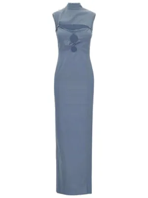 Jacquemus Cut-Out Sleeveless Mockneck Maxi Dress