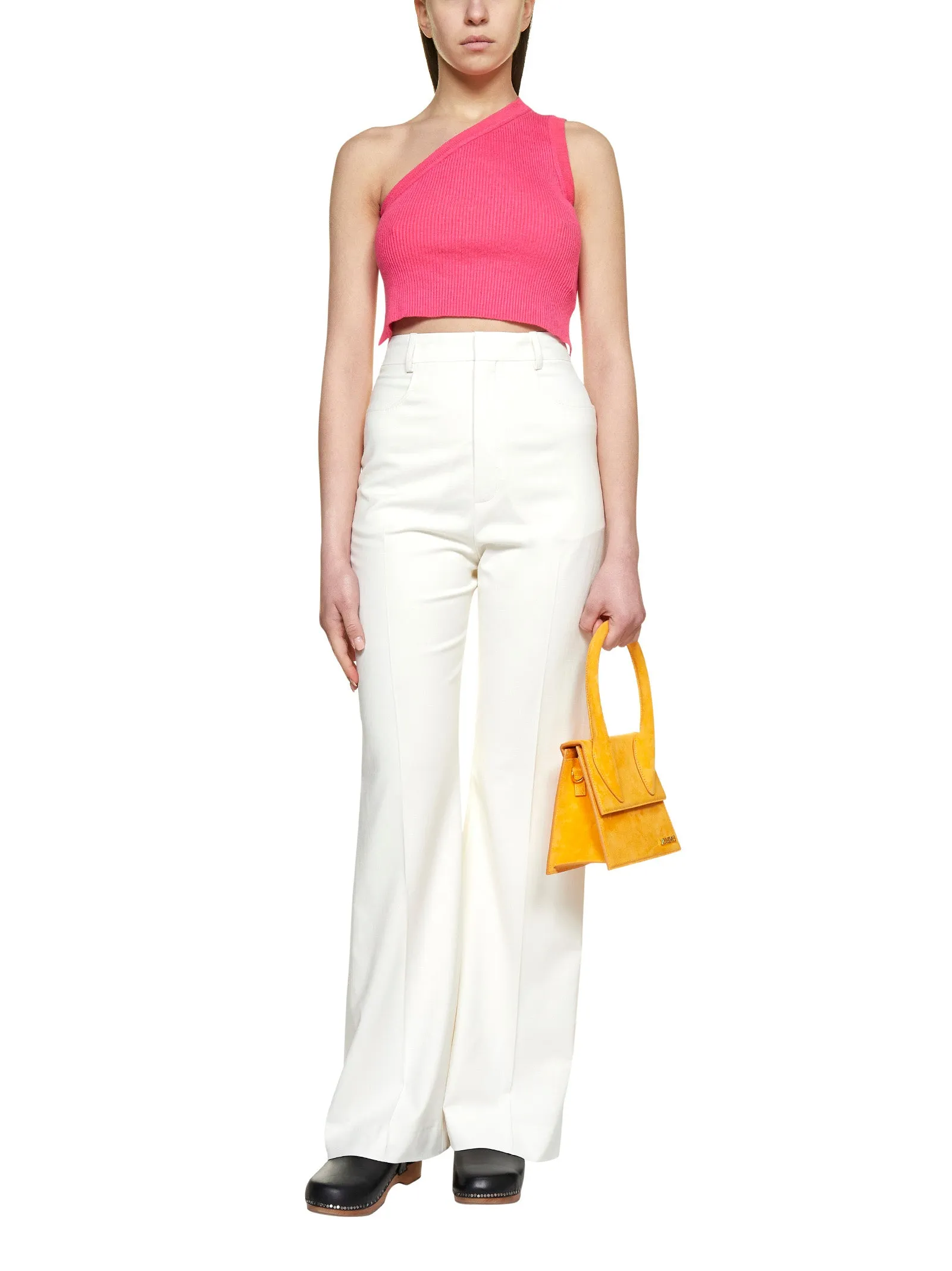 Jacquemus La Maille Ascu Asymmetric Knitted Crop Top