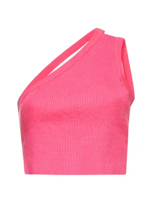 Jacquemus La Maille Ascu Asymmetric Knitted Crop Top