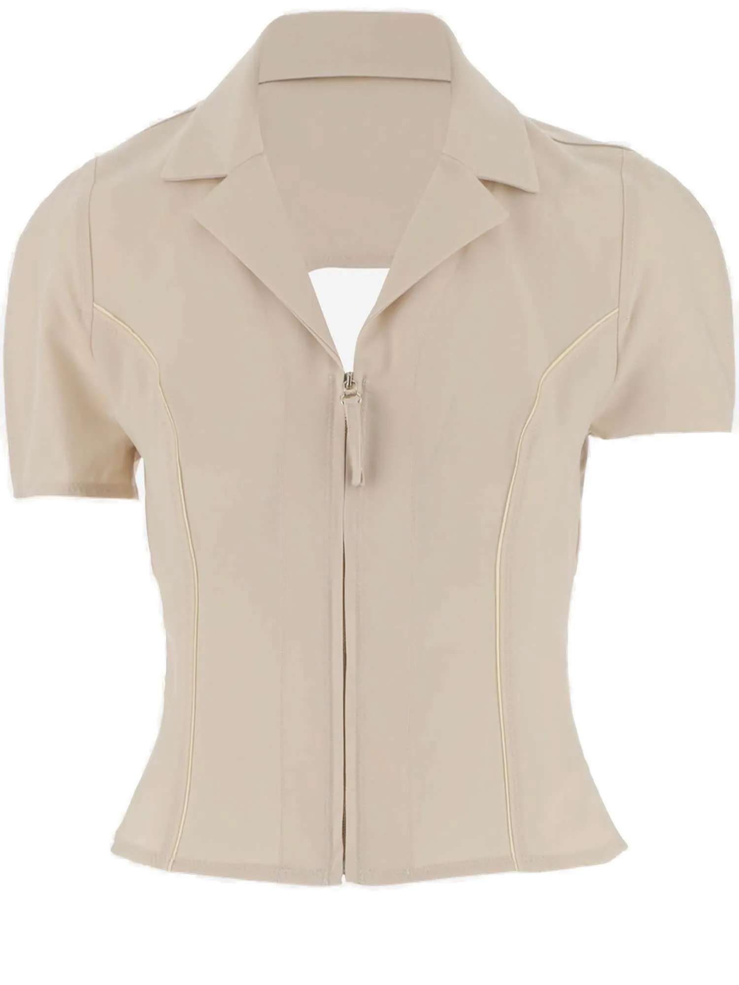 Jacquemus Open Back Zip-Up Short Sleeved Top