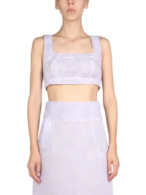 Jil Sander Paisley Print Sleeveless Cropped Top