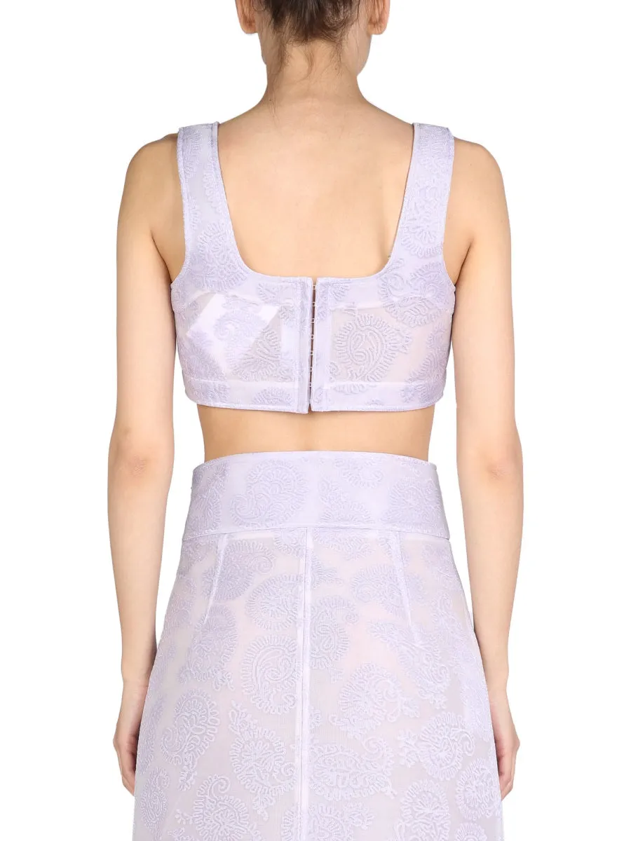 Jil Sander Paisley Print Sleeveless Cropped Top