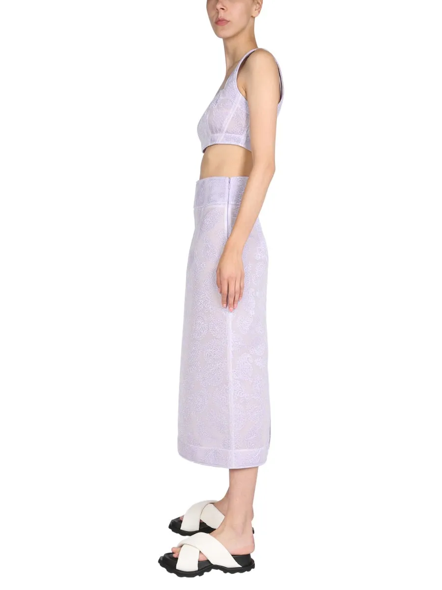 Jil Sander Paisley Print Sleeveless Cropped Top