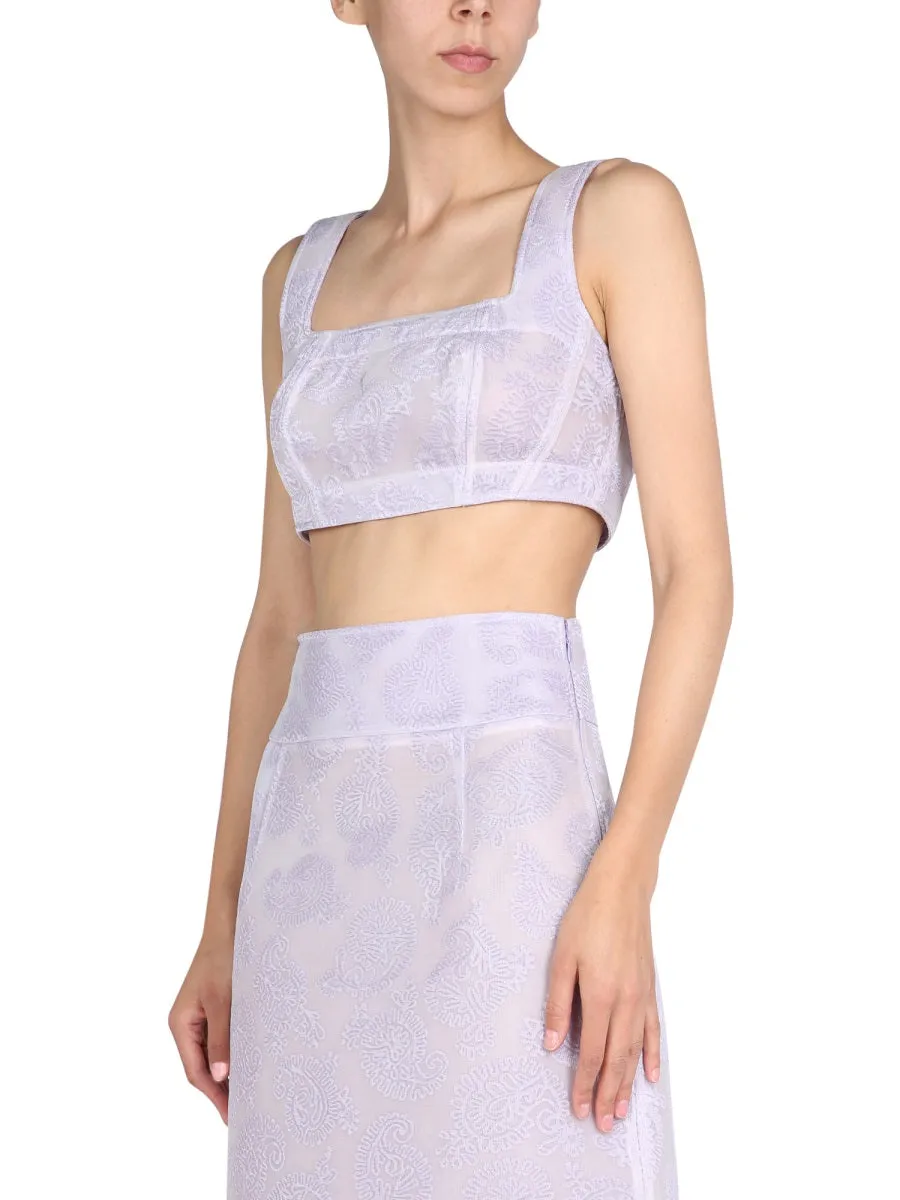 Jil Sander Paisley Print Sleeveless Cropped Top