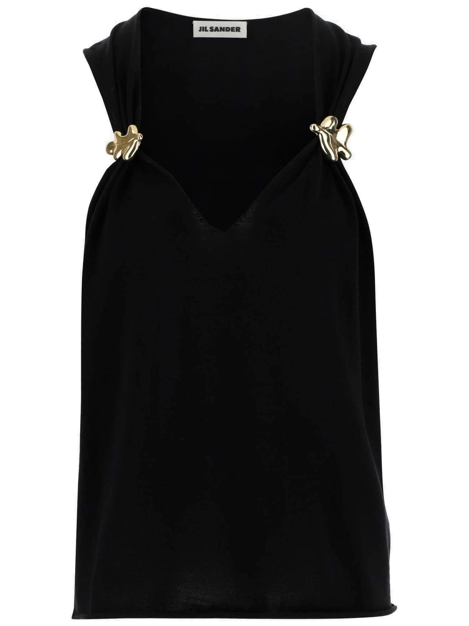 Jil Sander Sleeveless Brooch-Detailed Tank Top