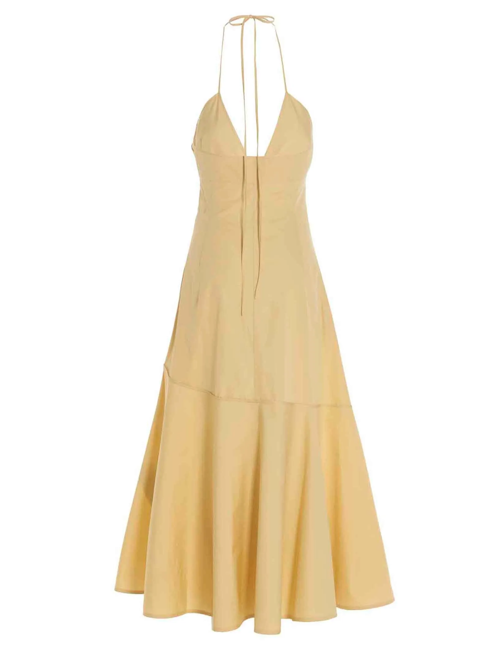 Jil Sander V-Neck Pleated Midi Dress