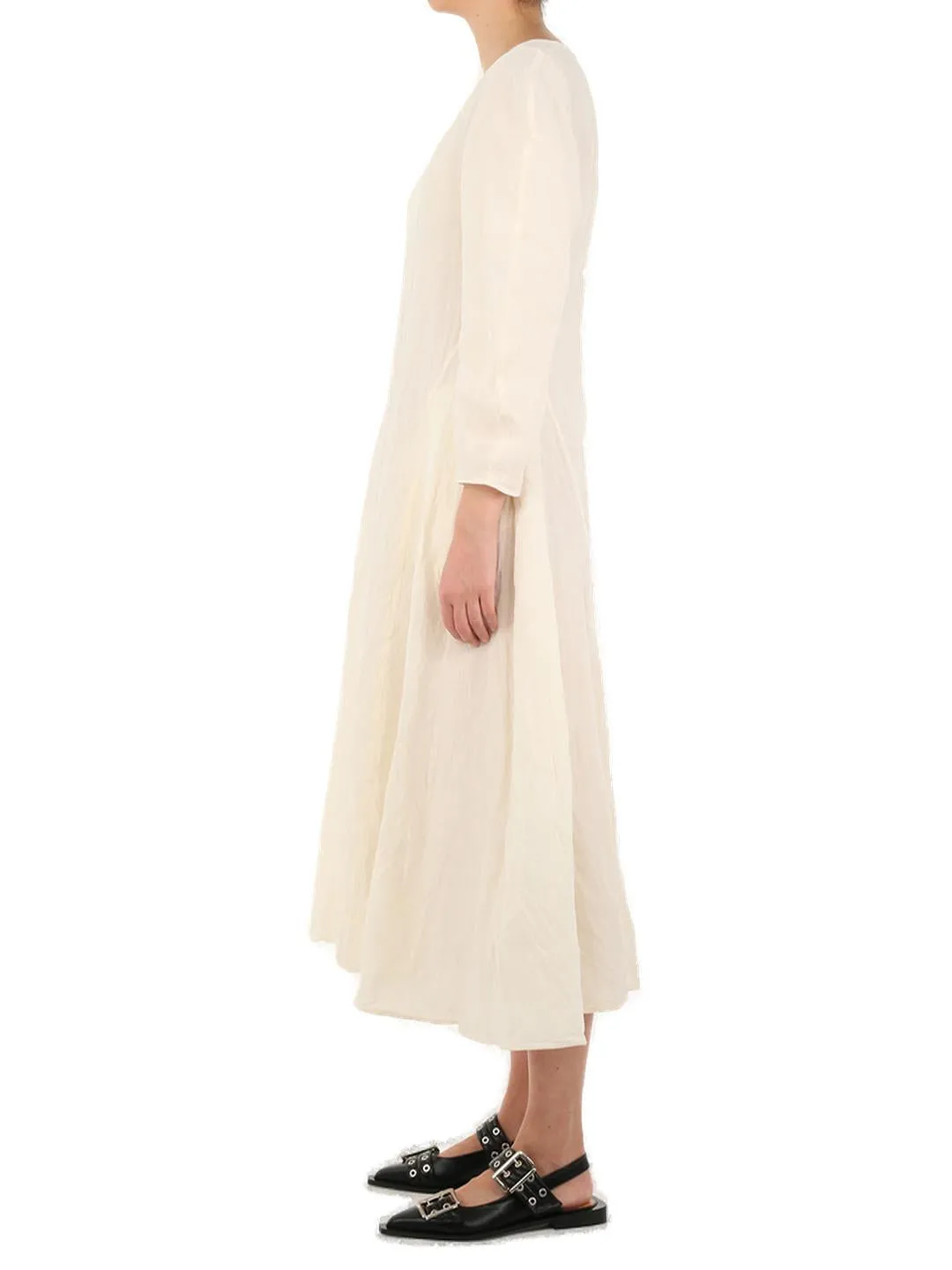 Jil Sander Washed Effect Round-Sleeved Dress