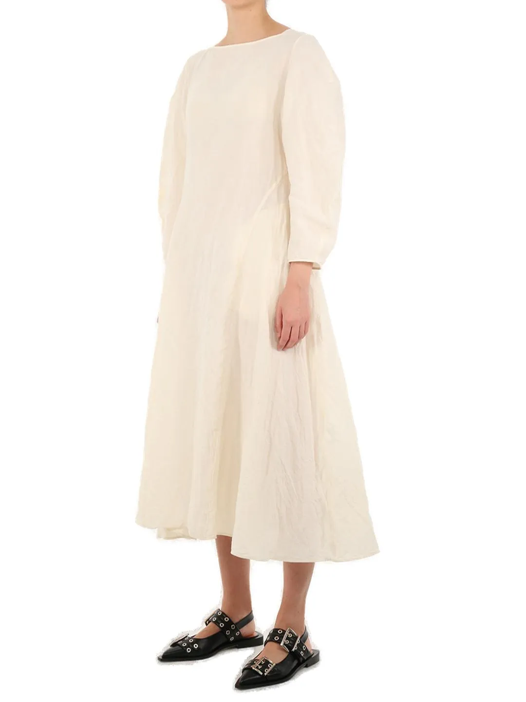 Jil Sander Washed Effect Round-Sleeved Dress