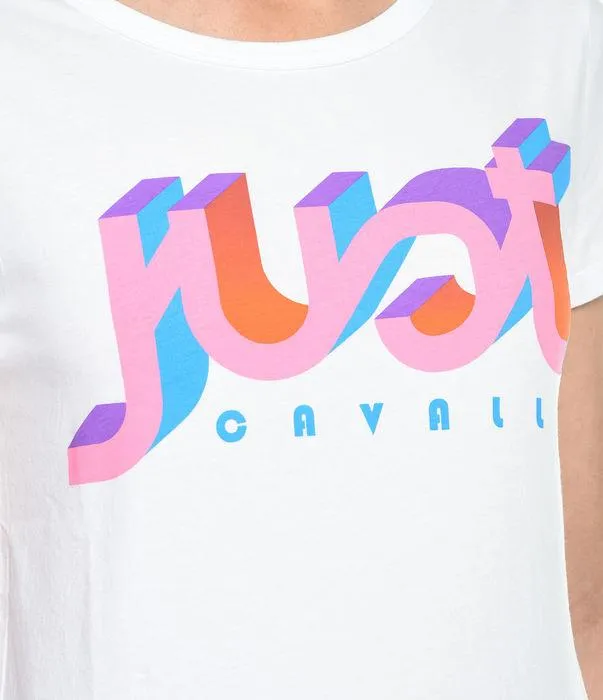 Just Cavalli 3D Logo Print Crewneck T-Shirt