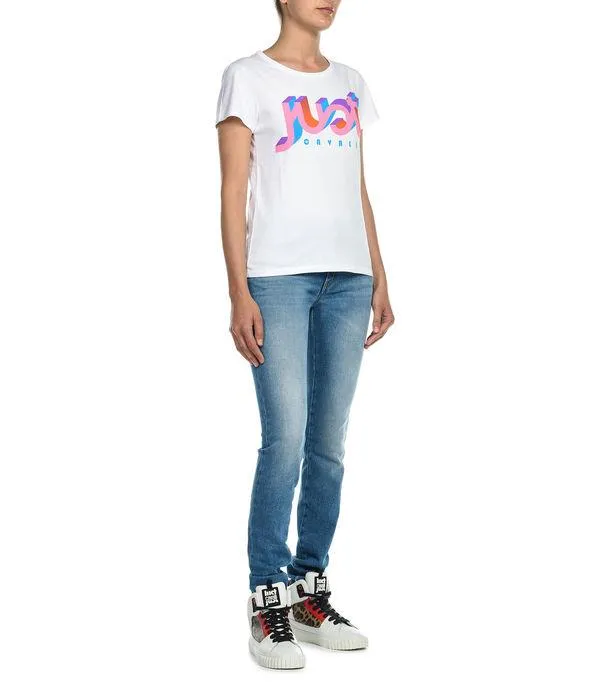 Just Cavalli 3D Logo Print Crewneck T-Shirt