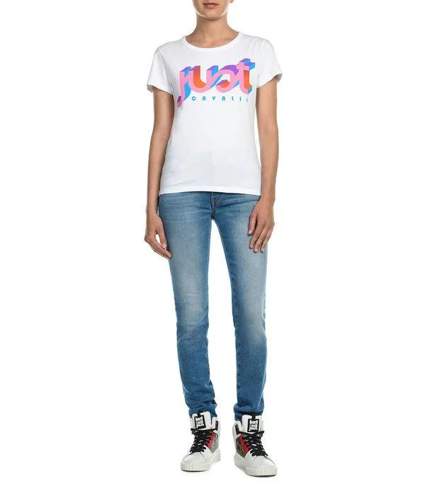 Just Cavalli 3D Logo Print Crewneck T-Shirt