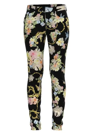 Just Cavalli Floral Print Slim-Cut Pants